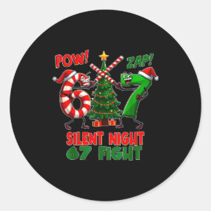 Silent Night Christmas Tree 67 Pajamas Funny Six S Classic Round Sticker