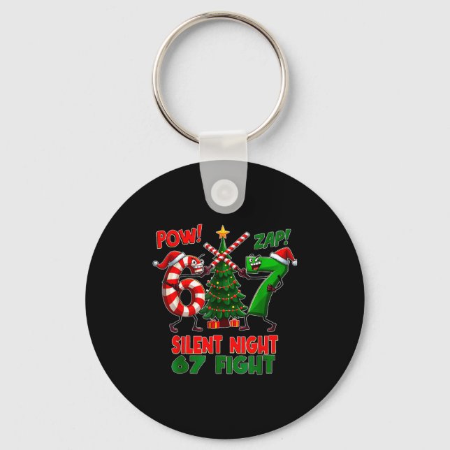 Silent Night Christmas Tree 67 Pajamas Funny Six S Keychain (Front)