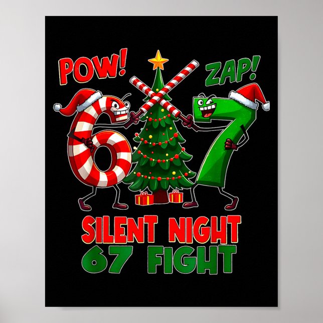 Silent Night Christmas Tree 67 Pajamas Funny Six S Poster (Front)