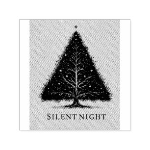 "Silent Night" Christmas Tree Illustration Self-inking Stamp