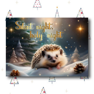 Silent Night Cute Hedgehog Christian Christmas Holiday Card