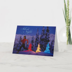 Silent Night — Female Running By Holiday Card