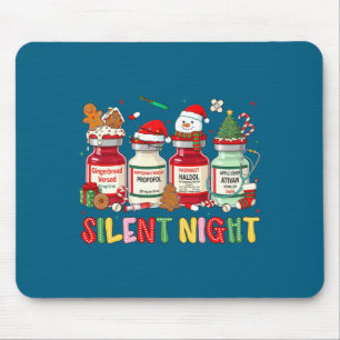 Silent Night Funny Nurse Christmas Design Long Sle Mouse Pad