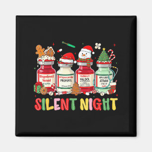 Silent Night Funny Nurse Christmas Design  Magnet