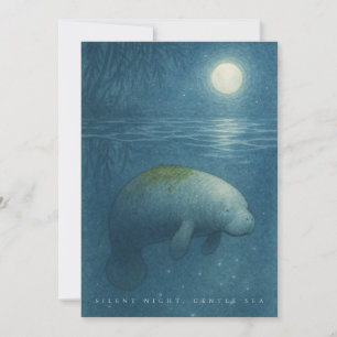 Silent Night, Gentle Sea – Peaceful Manatee Holiday Card