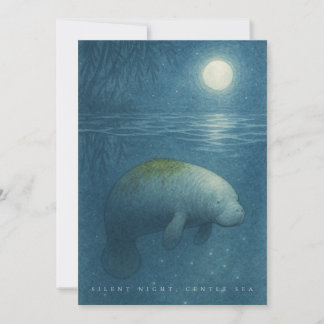 Silent Night, Gentle Sea – Peaceful Manatee Holiday Card