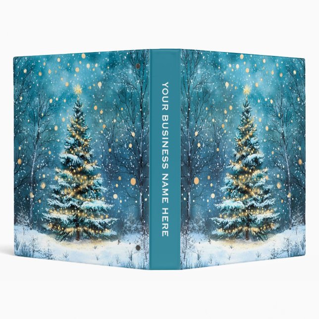 Silent Night Glow Bright Christmas Forest Tree Binder (Background)