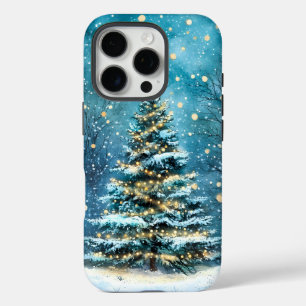 Silent Night Glow Bright Christmas Forest Tree iPhone 16 Pro Case