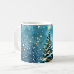 Silent Night Glow Bright Christmas Forest Tree Coffee Mug