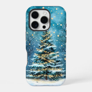 Silent Night Glow Bright Christmas Forest Tree iPhone 16 Pro Case