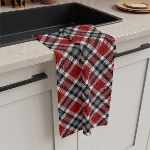 Silent Night Holiday Buffalo Plaid in Red Kitchen Towel
