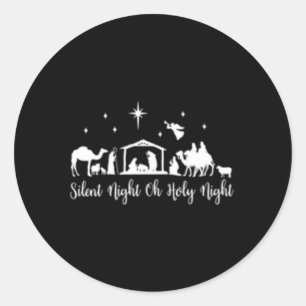 Silent Night Holy Nativity Christian Classic Round Sticker