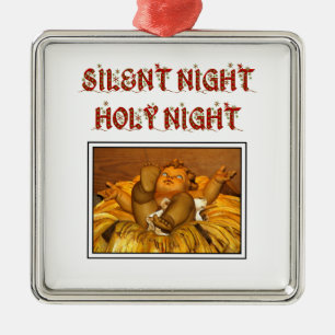 Silent Night - Holy Night - Baby Jesus Metal Ornament
