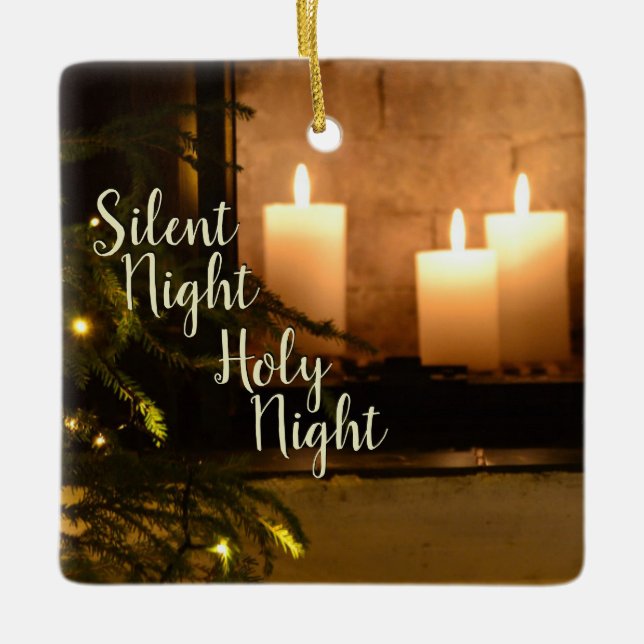 "Silent Night Holy Night" Beloved Christmas Carol Ceramic Ornament (Front)