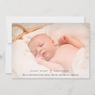 Silent Night, Holy Night Cross and Photo Holiday Card