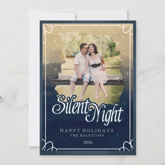 Silent Night, Holy Night Holiday Photo Card (Front)