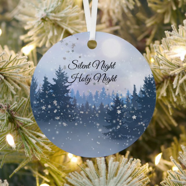 Silent Night Holy Night Magic Winter Illustration Metal Ornament (Insitu)