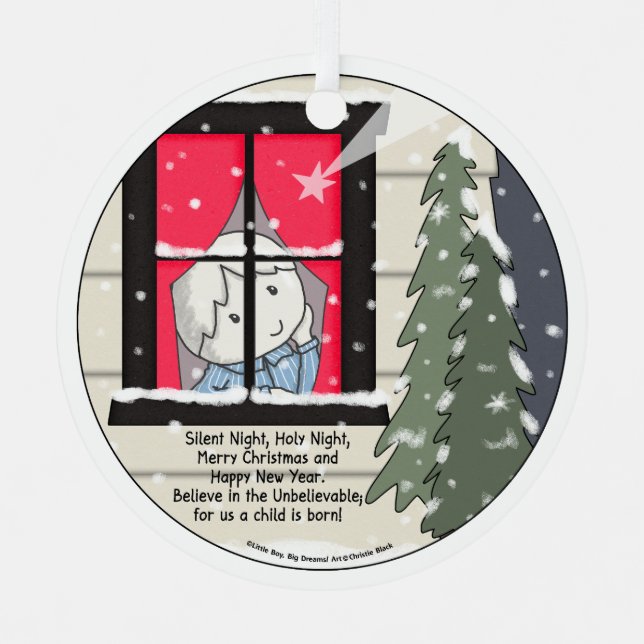 Silent Night, Holy Night Metal Ornament (Front)