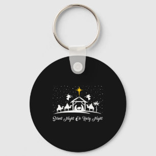 Silent Night Holy Night Nativity Scene Christian C Keychain