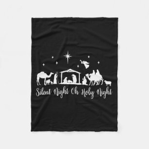 Silent Night Holy Night Nativity Scene Religious C Fleece Blanket