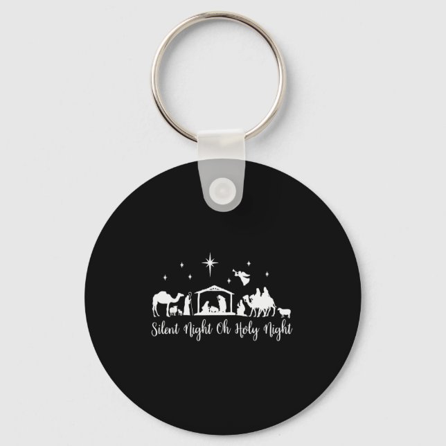 Silent Night Holy Night Nativity Scene Religious C Keychain (Front)