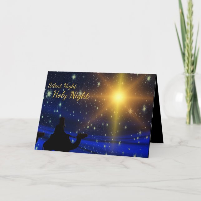 Silent Night Holy Night Personalized Christmas Holiday Card (Front)