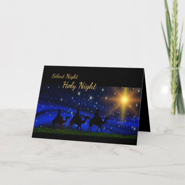 Silent Night Holy Night Personalized Christmas Holiday Card (Front)