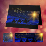 Silent Night Holy Night Personalized Christmas Holiday Card<br><div class="desc">Silent Night Holy Night Personalized Christmas Holiday Card. The spiritual sacredness of the Holy night is captured in this modern elegant classic non photo Christmas card for you to share with your loved ones. The three wise men on camels travel against a deep dark navy blue background with the brilliant...</div>