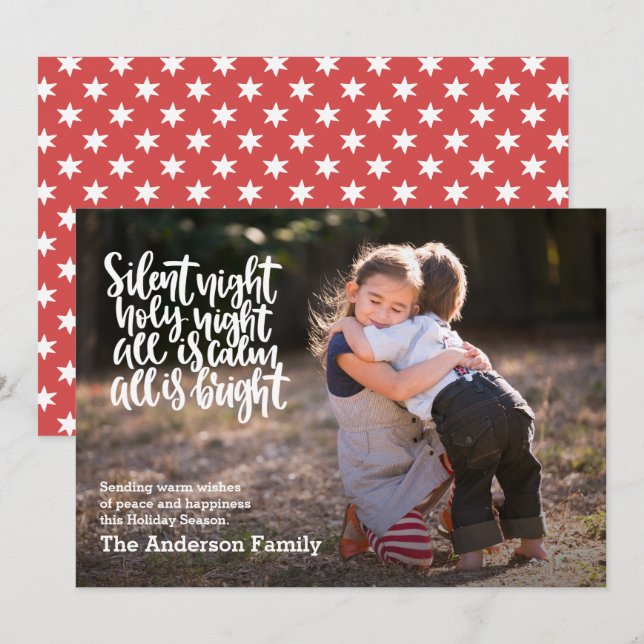 Silent Night Holy Night Photo Holiday Christmas Invitation (Front/Back)