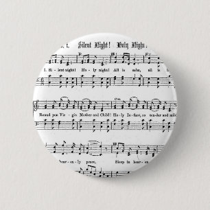 SILENT NIGHT HOLY NIGHT SHEET MUSIC CHRISTMAS SONG 2 INCH ROUND BUTTON