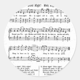 SILENT NIGHT HOLY NIGHT SHEET MUSIC CHRISTMAS SONG CLASSIC ROUND STICKER