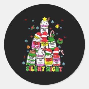 Silent Night Icu Nurse Christmas Funny Merry Chris Classic Round Sticker