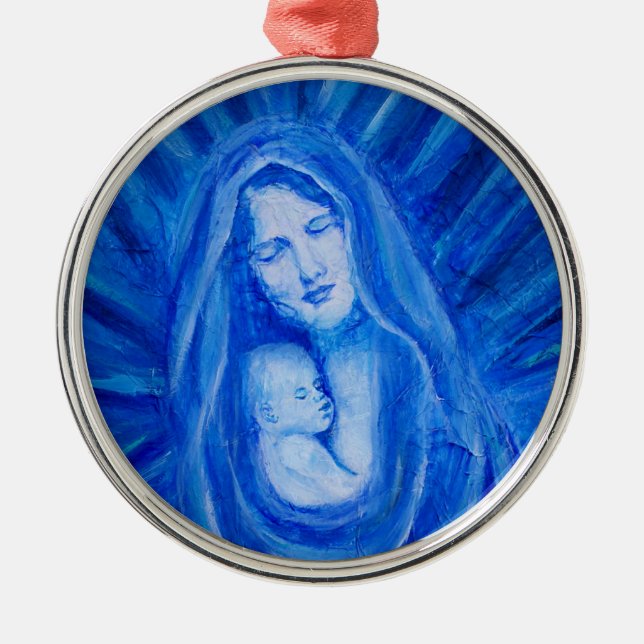 Silent Night (Mary and Baby Jesus) Ornament (Front)