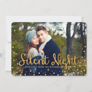 Silent Night Merry Christmas Gold Tone Photo Card