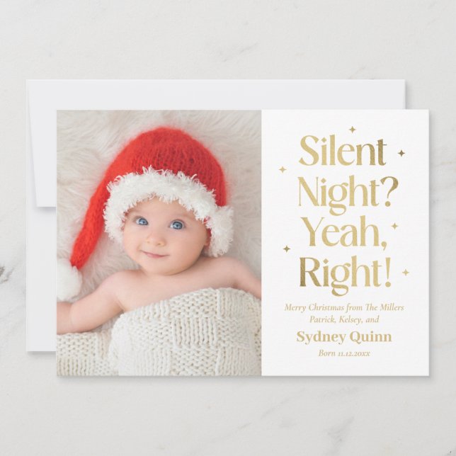 Silent Night New Baby Funny Christmas Card (Front)