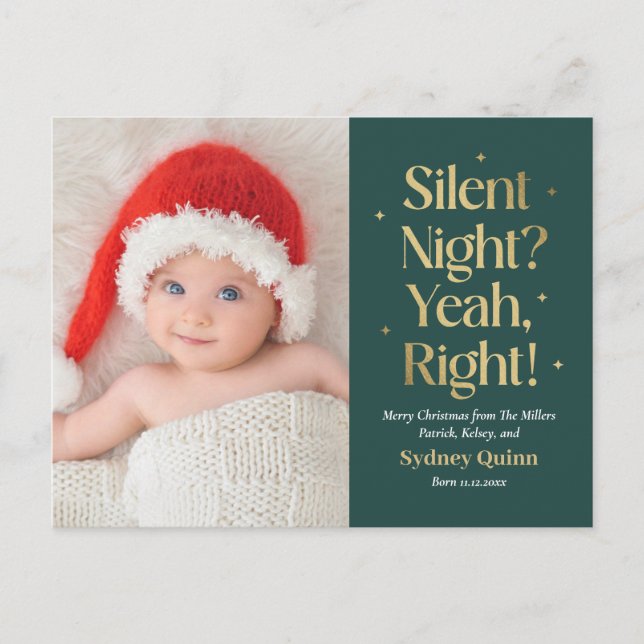 Silent Night New Baby Funny Christmas Postcard (Front)
