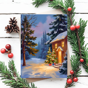 Silent Night Painted Christmas Holiday Postcard