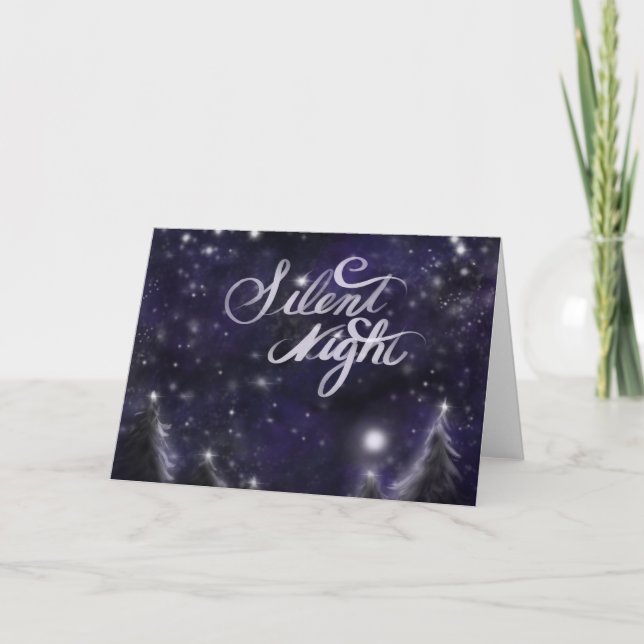 Silent Night - romantic Holiday snow scene Card (Front)