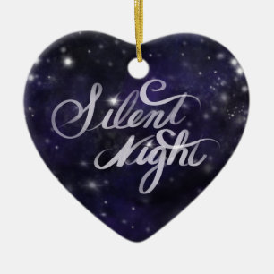 Silent Night - romantic Holiday snow scene Ceramic Ornament
