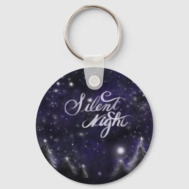 Silent Night - romantic Holiday snow scene Keychain (Front)