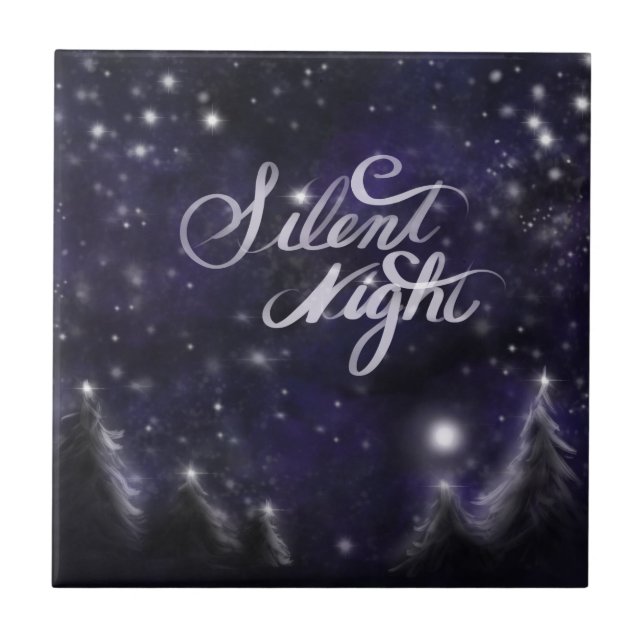 Silent Night - romantic Holiday snow scene Tile (Front)