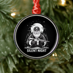 Silent Night Santa Christmas Military Veteran Metal Ornament