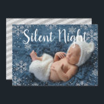 Silent Night Silver Snowflakes Holiday Baby Birth Invitation<br><div class="desc">Holiday Birth Announcement with full photo and silver glitter snowflake overlay. Add birth details to the back of the card,  which really makes this card about your sweet little one.</div>