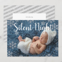 Silent Night Silver Snowflakes Holiday Baby Birth