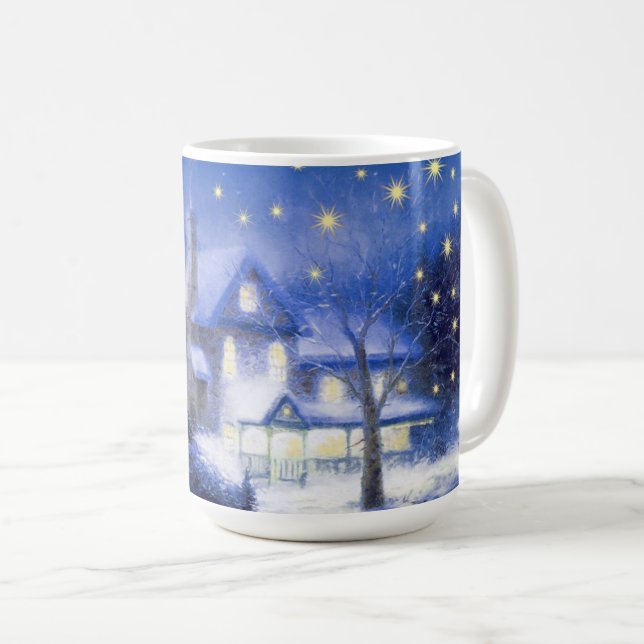 Silent Night. Snowy Village Christmas Gift  Coffee Mug (Front Right)