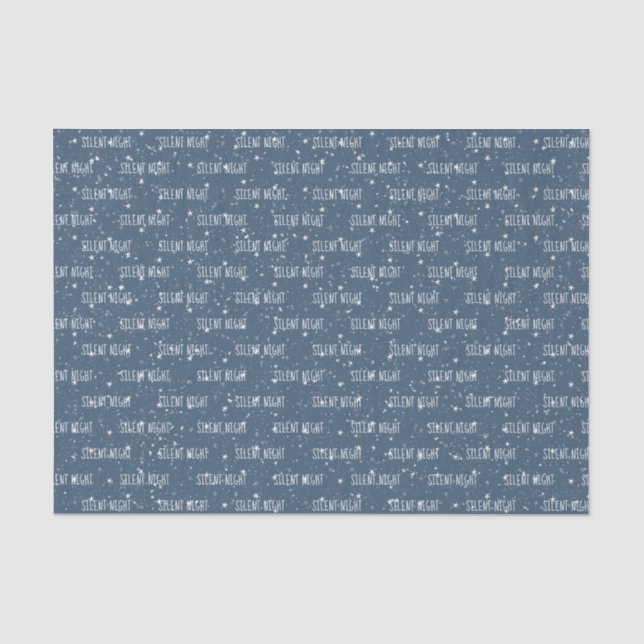 SILENT NIGHT Text on Stars and Snow Tissue Paper (Front)