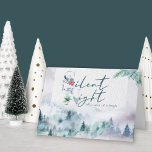 Silent Night Watercolor Misty Pine Forest Holiday Card<br><div class="desc">Watercolor Holiday card with misty forest and sprigs of pine. Silent Night is lettered with handwritten script and illustrated typography. The template is set up for you to customize the christmas greeting and add your sign off and name(s). Leave blank any sections you would prefer to handwrite on arrival.</div>