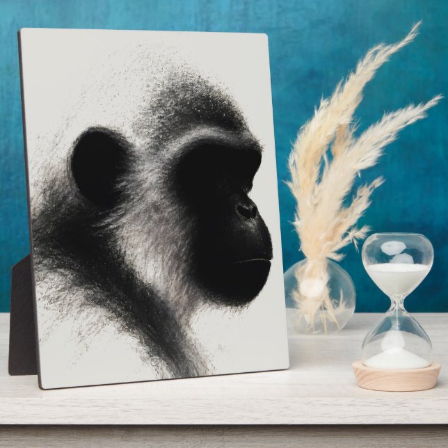 Silent Observer Primate Charcoal Study Plaque (Side)