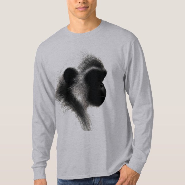Silent Observer Primate Charcoal Study T-Shirt (Front)