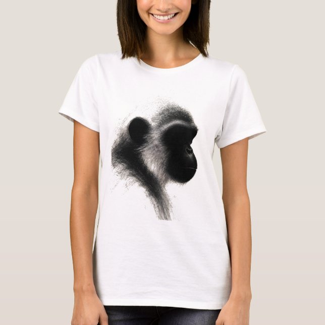 Silent Observer Primate Charcoal Study T-Shirt (Front)
